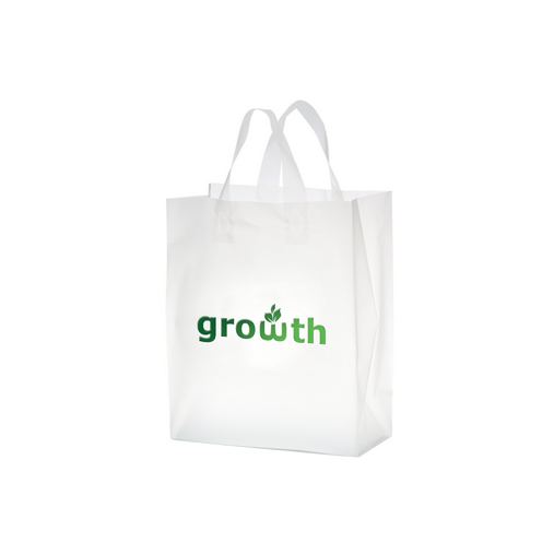 Custom Printed Clear Frosted Soft Loop Plastic Shopper Bag w/Insert (10"x5"x13") - Foil Stamp - 19FSC10513-FS